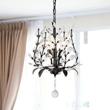Diantha 28.5" 7-Light Contemporary Bohemian Iron/Acrylic LED Pendant - JONATHAN Y